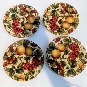 Waverly GARDEN ROOM "FLORAL MANOR"  Set of 4 Salad Side Plates Fruit Floral 8.5"